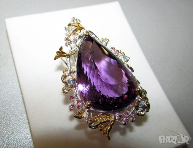 Аметист 65x34x21, 80 карата, тегло 29.9 гр., снимка 2 - Колиета, медальони, синджири - 53723749