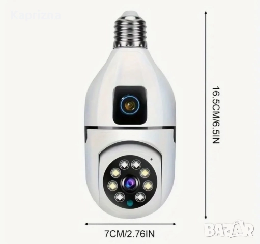  Wi fi безжична въртяща се двойна камера за фасунга крушка , снимка 8 - IP камери - 52281933