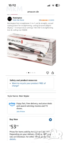 Преса за къдрене и изправяне на коса Remington S6606 Curl and Straight Confidence , снимка 3 - Преси за коса - 54035536