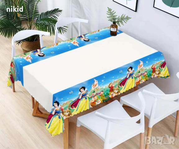 Снежанка и Седемте Джуджета найлонова покривка за парти рожден ден, снимка 6 - Покривки за маси - 48900393