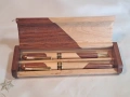 луксозен дървен комплект писалка и химикал в дървена кутия 34/2, снимка 1