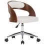 vidaXL Въртящ офис стол, бял, извито дърво и изкуствена кожа(SKU:3054837