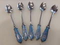 ССребърни 84 руски лъжички с емайл за чай или кафе-120 лв за брой,сребро 84, снимка 2