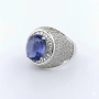 Мъжки сребърен пръстен с танзанит в шлифовка кабошон, снимка 3