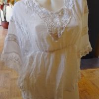 Дамска бяла блуза с дантела , снимка 2 - Тениски - 45510285