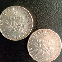 Сет 2 франка сребро, снимка 1 - Нумизматика и бонистика - 45261374
