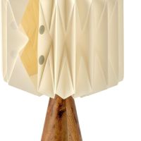 Настолна лампа от дърво и хартия Kusso Масивно мангово дърво със сгънат абажур в стил оригами, снимка 6 - Настолни лампи - 45368871