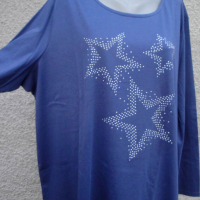 4XL Нова синя блуза със звезди от капси , снимка 4 - Блузи с дълъг ръкав и пуловери - 45027972