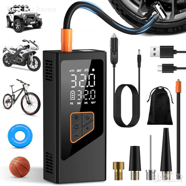 Електрическа въздушна помпа, компресор с батерия 7800 mAh, снимка 1