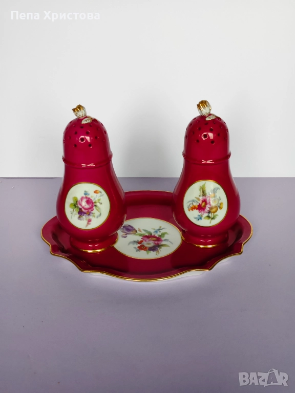 Комплект от поднос и две солници  Richard Ginori, снимка 1