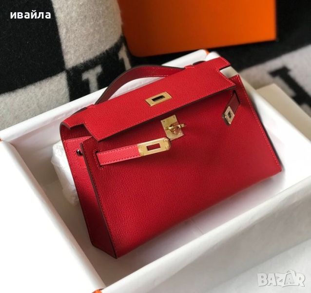 Червена чанта по модел на Хермес Hermes Kelly mini, снимка 1