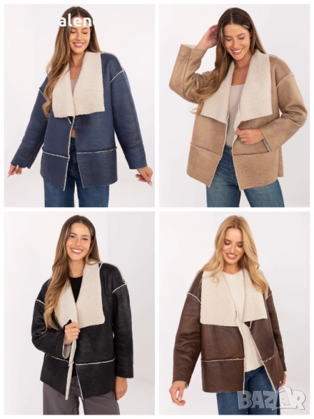 Дамско стандартно яке от еко кожа с подплата, 4цвята , снимка 1