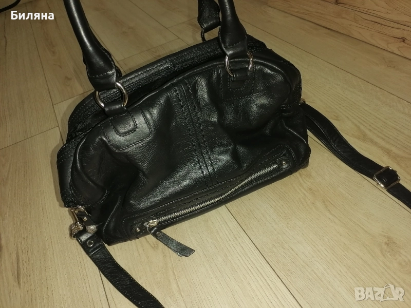 Черна чанта естествена кожа, снимка 1