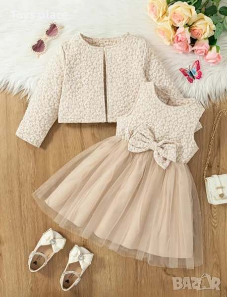 7/8 Нова празнична рокля + сако, подходяща за първи учебен ден, снимка 1