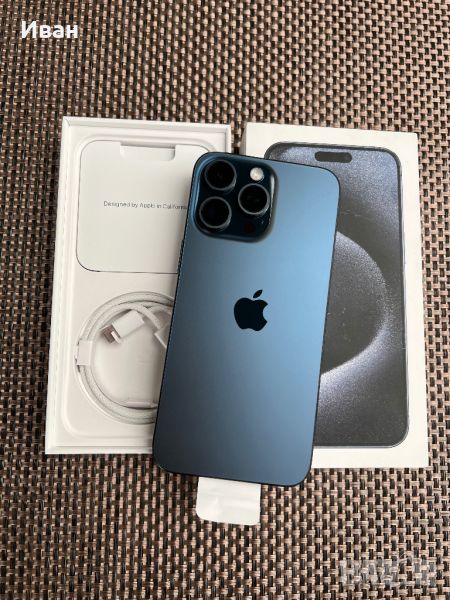 НОВ‼️iPhone 15 pro max*ЛИЗИНГ 84лв 256 BLUE айфон 15 про макс, снимка 1