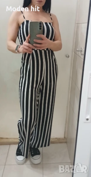 Pull&Bear дамски гащеризон с висока талия и широки крачоли, снимка 1