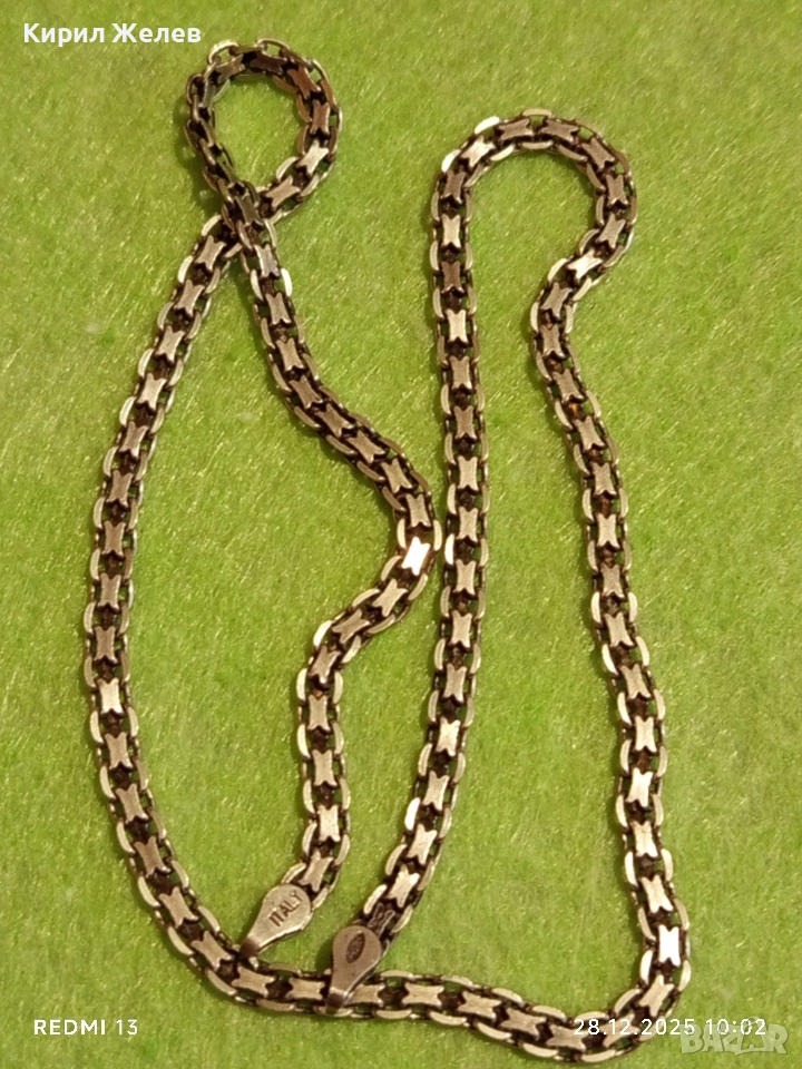 Сребърен ланец плетка тип КУБИНСКА ПЛЕТКА майсторска ръчна изработка Italy 40077, снимка 1