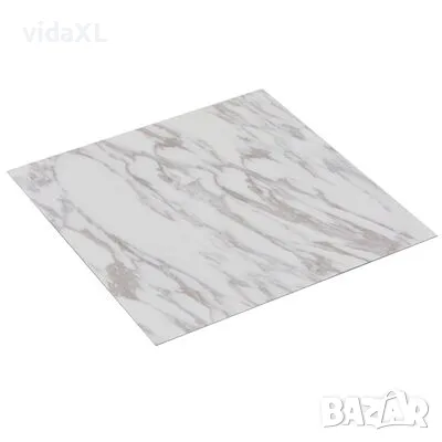 vidaXL Самозалепващи подови дъски от PVC, 5,11 м², бял мрамор（SKU:144872）, снимка 1