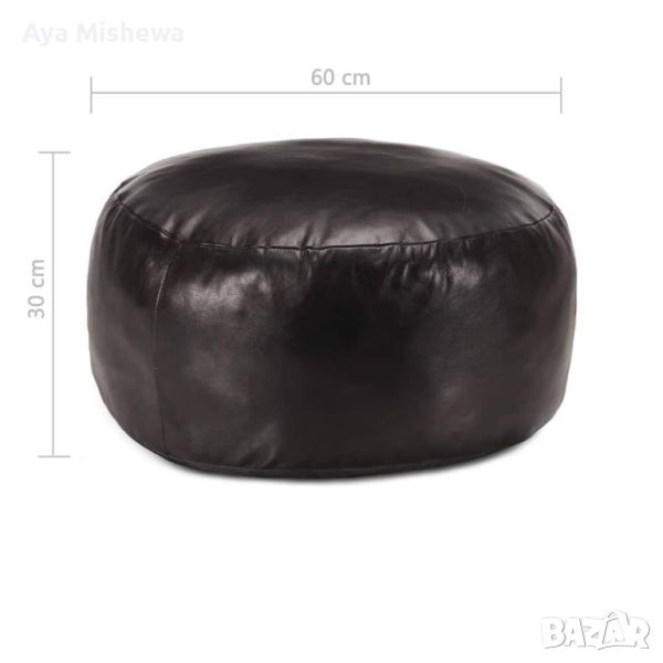 Пуф, черен, 60х30 см, естествена козя кожа 
Цвят: Черен
Материал: Естествена козя кожа, снимка 1