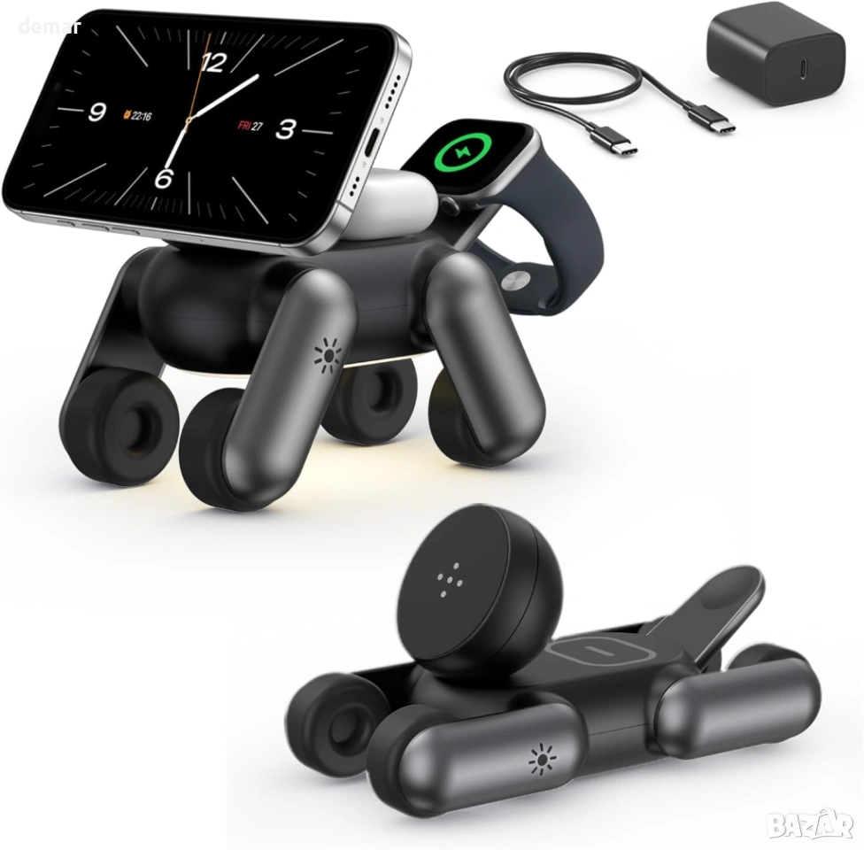 3 в 1 безжична зарядна станция за iPhone, Apple Watch, AirPods, MagSafe, снимка 1