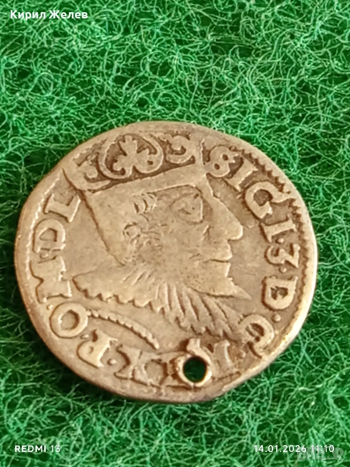 Сребърна монета 3 гроша 1594г. Сигизмунд трети Полша за КОЛЕКЦИЯ 52879, снимка 1