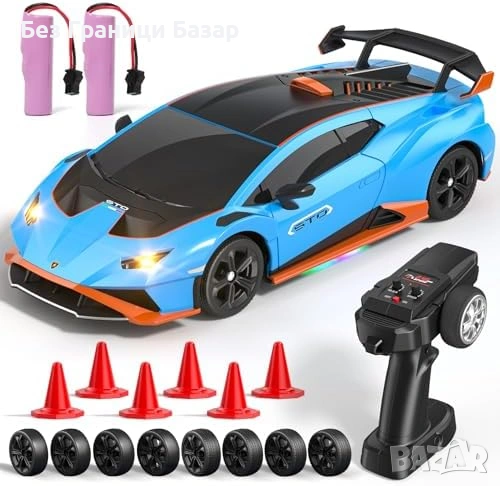 Нова Дистанционна дрифт кола Lamborghini 4WD 1:24 с 2 батерии LED светлини, снимка 1