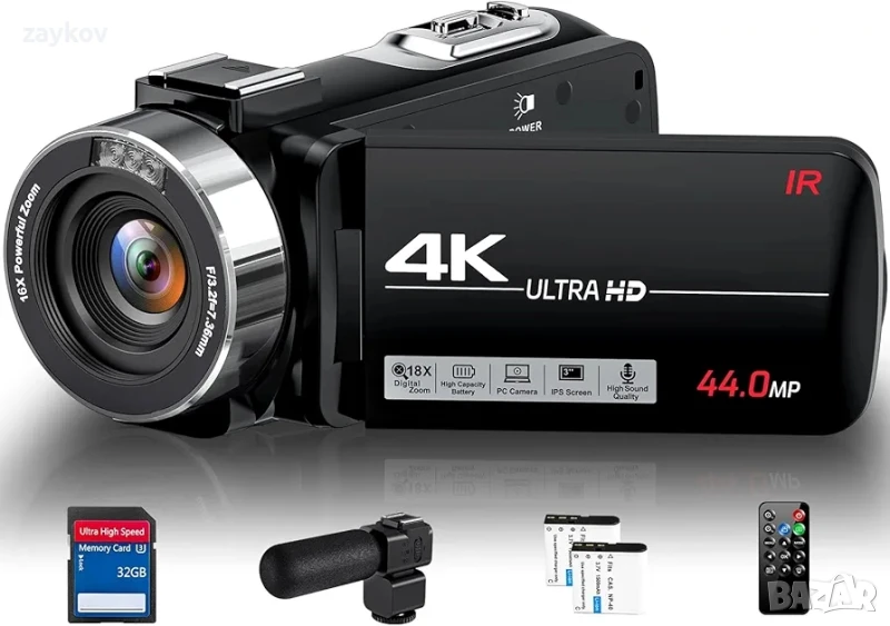 4K Ultra 44MP Vlogging камера за YouTube 18X цифрово увеличение 3.0" IPS екран IR, снимка 1