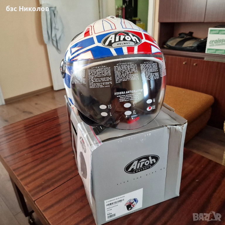 Мото каска Airoh JT Convert Blue Gloss XXL 63 см., снимка 1