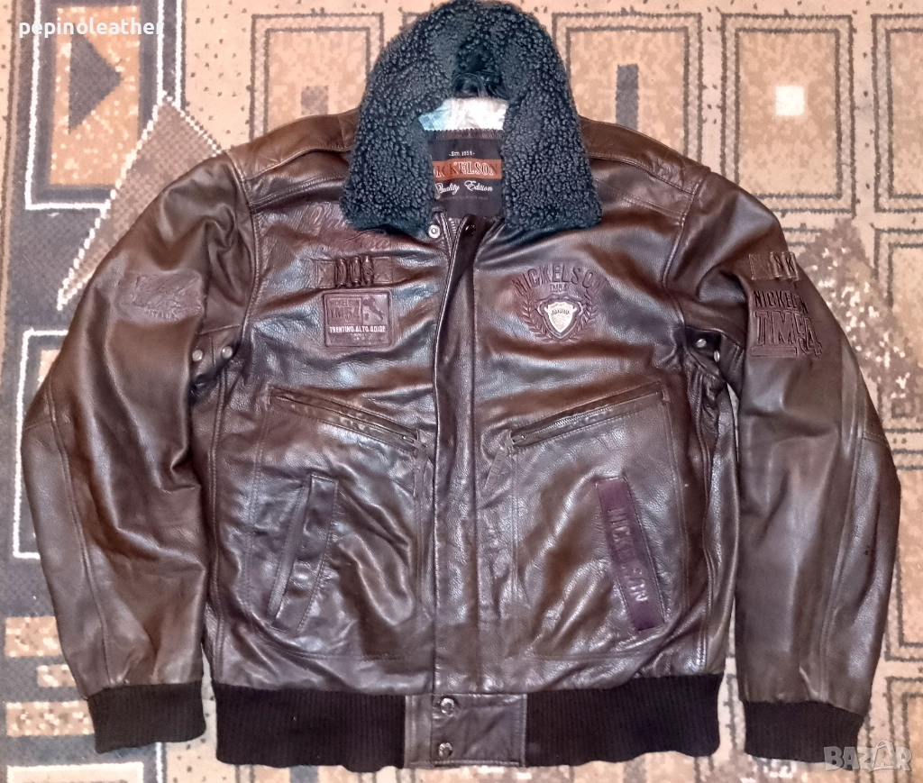 NICKELSON английско пилотско кожено яке тип MА-1, размер L-XL / 54, снимка 1