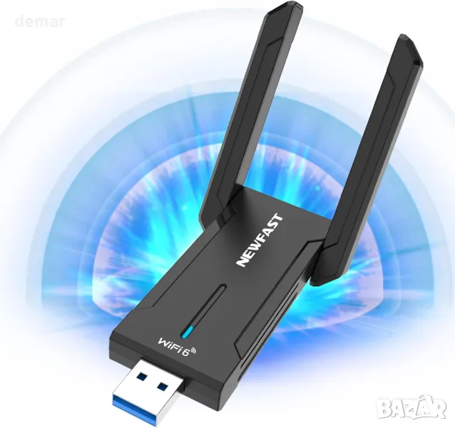 NEWFAST 5400Mbps WiFi Dongle Трибандов USB 3.0 WiFi 6E адаптер, MU-MIMO, WPA3, снимка 1