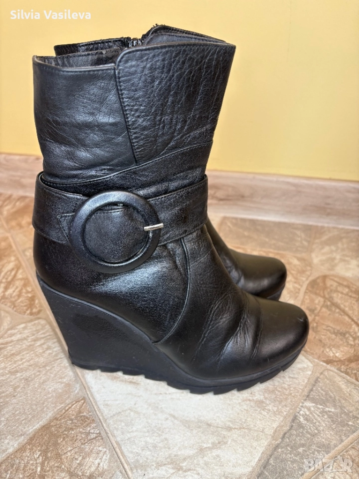 Дамски боти от естествена кожа, снимка 1