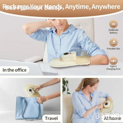 Нов Компресионен масажор за пръсти длан и китка с нагряване за артрит, снимка 6 - Масажори - 53048370