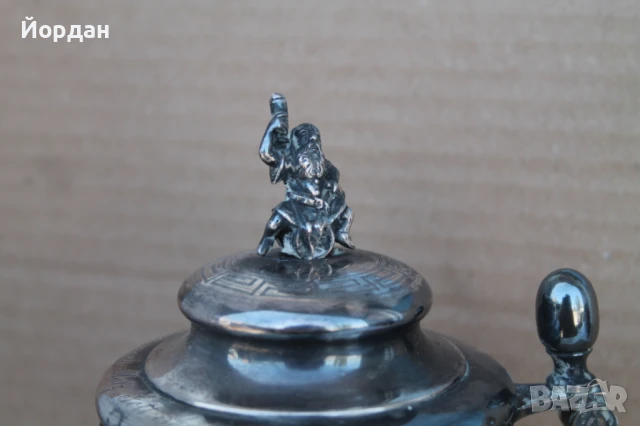 Немска кристална халба за бира с посребрена капачка, снимка 2 - Колекции - 50715027