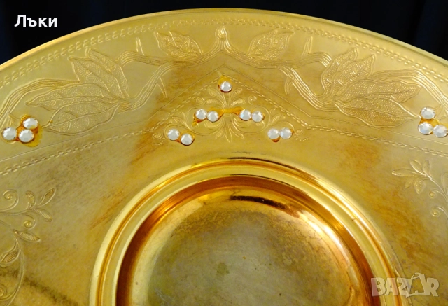 Позлатена фруктиера 24k Gold,етикет,Art Nouveau. , снимка 5 - Антикварни и старинни предмети - 52900098