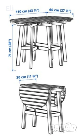 Сгъваема маса, Икеа, снимка 4 - Маси - 54009308