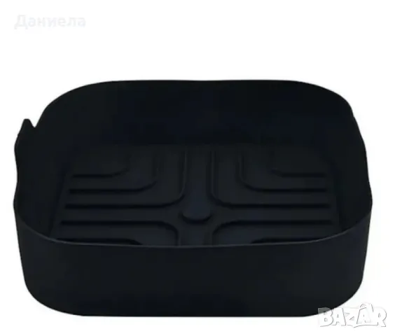 Силиконов съд за AirFryer Rosberg, 20.5x20.5x5.5 см., Черен/ Червен, снимка 2 - Форми - 49812933