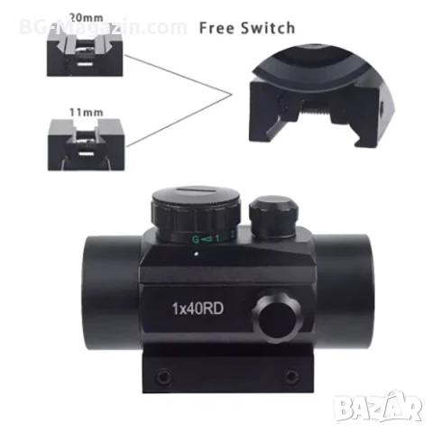 Тактически прицел 1×40 бързомер мерник за лов еърсофт въздушна пушка оптика за оръжие лък малък, снимка 9 - Оборудване и аксесоари за оръжия - 51051606