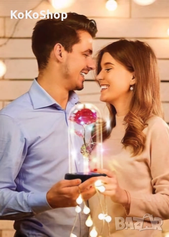 Роза в стъкленица с LED светлини – елегантен подарък, снимка 4 - Декорация за дома - 53166640