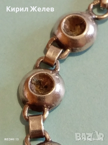 Сребърна тенис гривна инкрустирана с сини камъни майсторска изработка 51813, снимка 3 - Гривни - 52918634