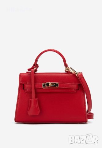 Червена чанта по модел на Хермес Hermes Kelly mini, снимка 2 - Чанти - 45782577