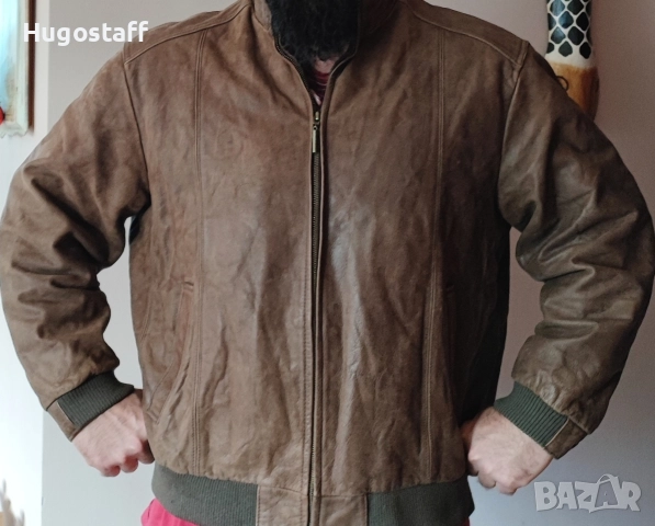 Винтидж Jos. A. Bank кожено кафяво Bomber Aviator Пилотско Хл