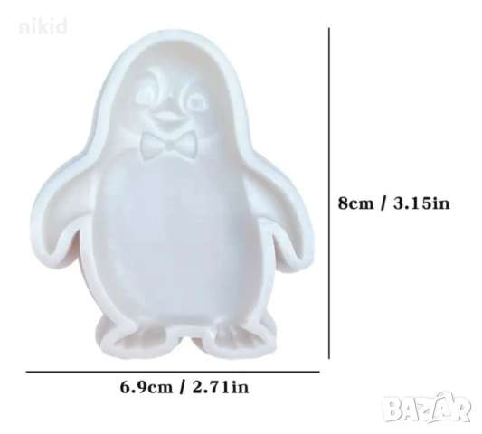 Пингвин с папионка силиконов молд форма фондан шоколад гипс декор, снимка 2 - Форми - 52427030