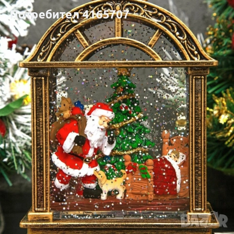 Коледен фенер с музика и снежен ефект – празнична лампа с LED светлина