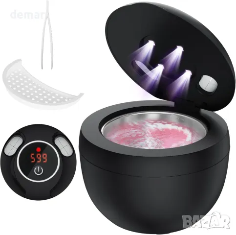 Accwork ултразвуков почистващ апарат за протези, 45kHz, 4 режима, цифров таймер, 200 мл, черен