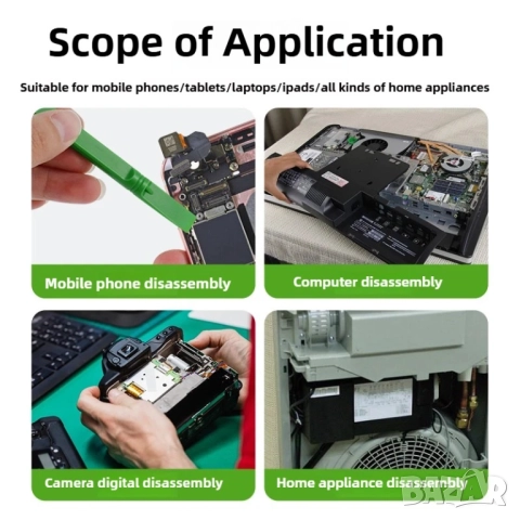 Комплект инструменти 10 части отваряне на телефони от много твърда пластмаса, снимка 3 - Други инструменти - 52670818