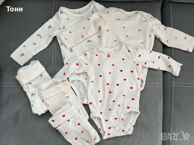 Лот три комплекта боди с панталон, снимка 1 - Комплекти за бебе - 46248558