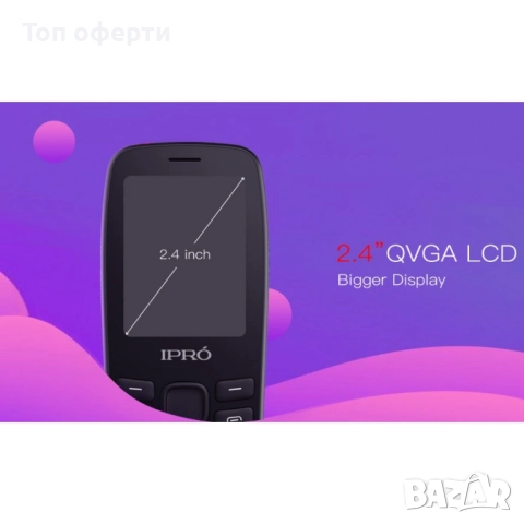 Мобилен Телефон IPRO A25 – 2.4, Dual SIM, Българско Меню, Фенерче, Игри, Батерия 1000mAh, Черен, снимка 4 - Друга електроника - 52671178