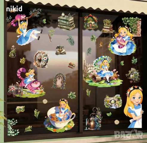 Алиса в страната на чудесата самозалепващ стикер лепенка стена мебел прозорец детска стая детски 