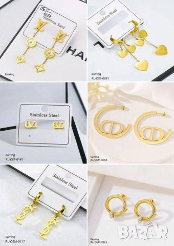 обеци от висококачествена стомана GUCCI hermes cartier christian dior louis vuitton ysl saint lauren, снимка 2 - Обеци - 52137939