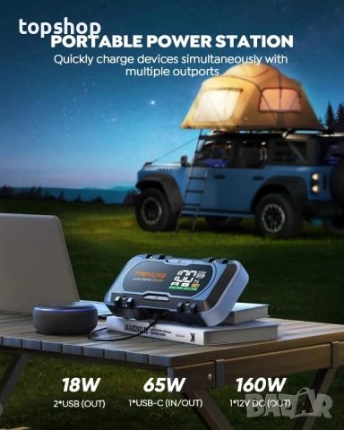 Нов джъмп стартер TREKURE 6000A / 27000mAh за бензинови/12L дизелови автомобили) с 65W бързо зареж.., снимка 3 - Аксесоари и консумативи - 51636309